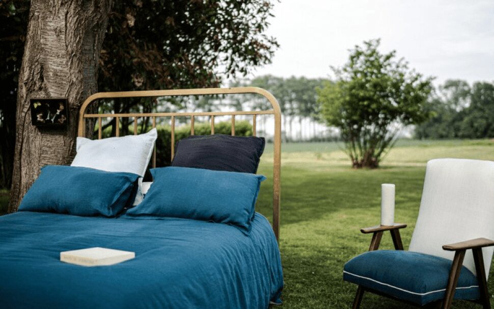 Housses de Couette en Lin Bleu