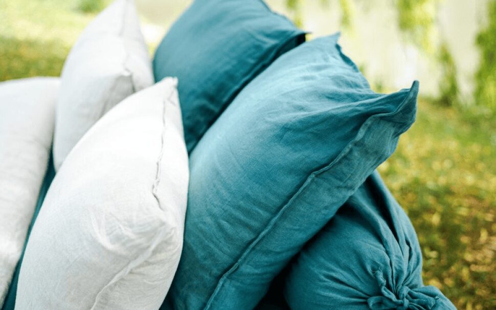 Taies d'Oreiller en Lin Vert