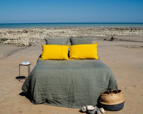 Housse de couette en lin vert